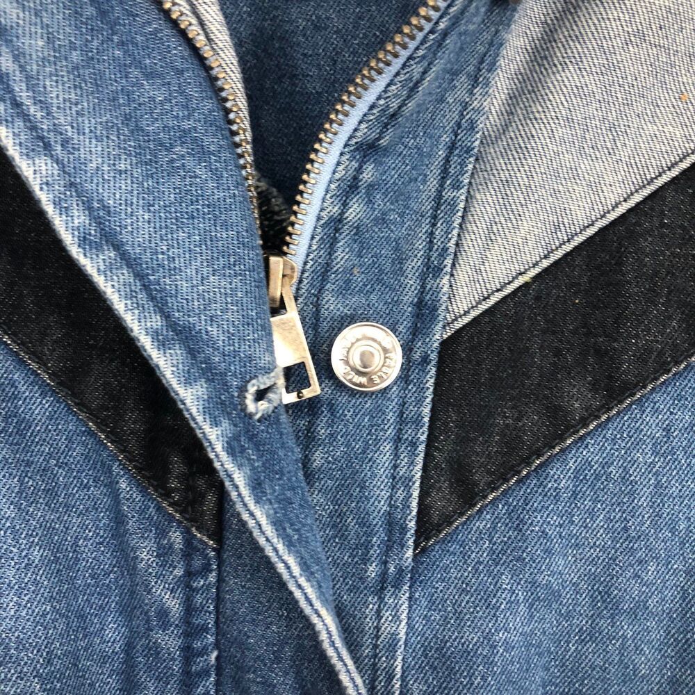 Mens Full Zip & Button Patchwork Denim Jacket, 90… - image 6